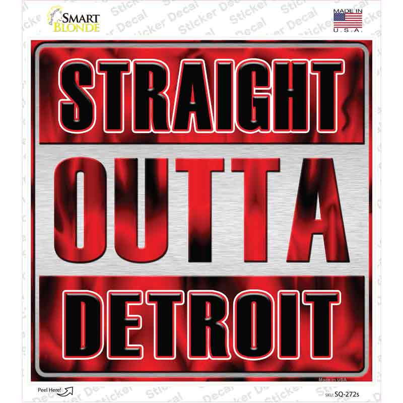 Straight Outta Detroit Black Novelty Square Sticker Decal