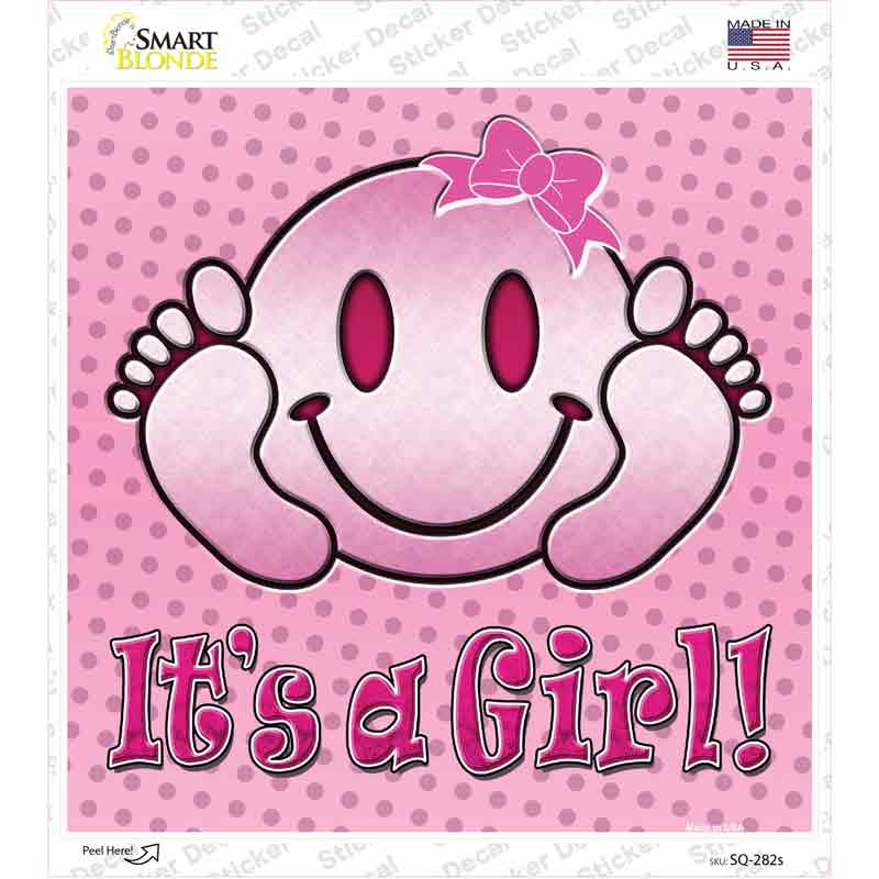 Its A Girl Novelty Square Sticker Decal