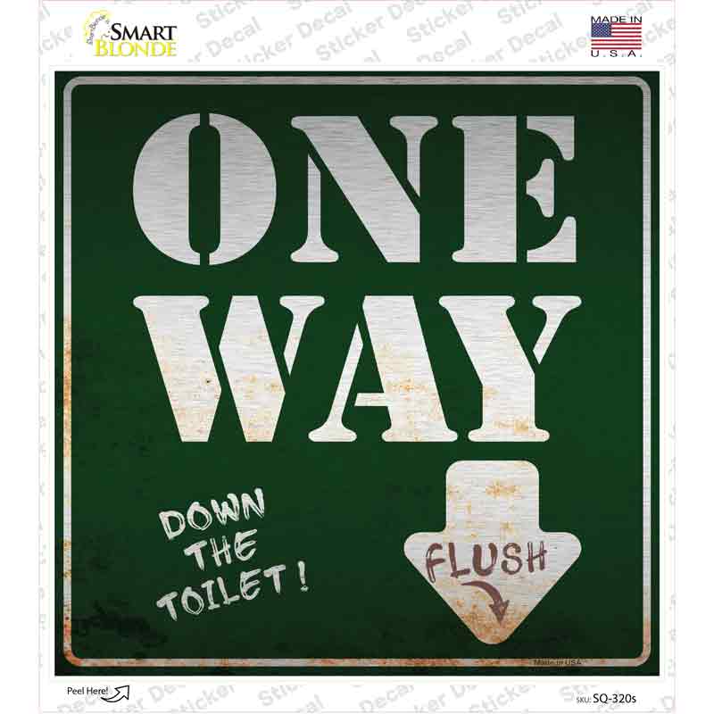 One Way Down The Toilet Novelty Square Sticker Decal