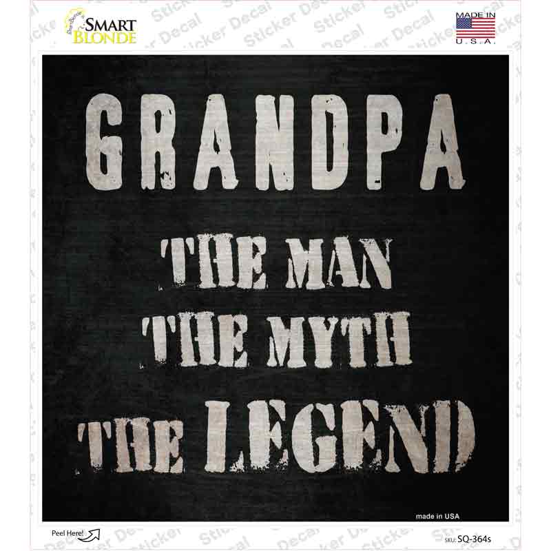 Grandpa The Legend Novelty Square Sticker Decal