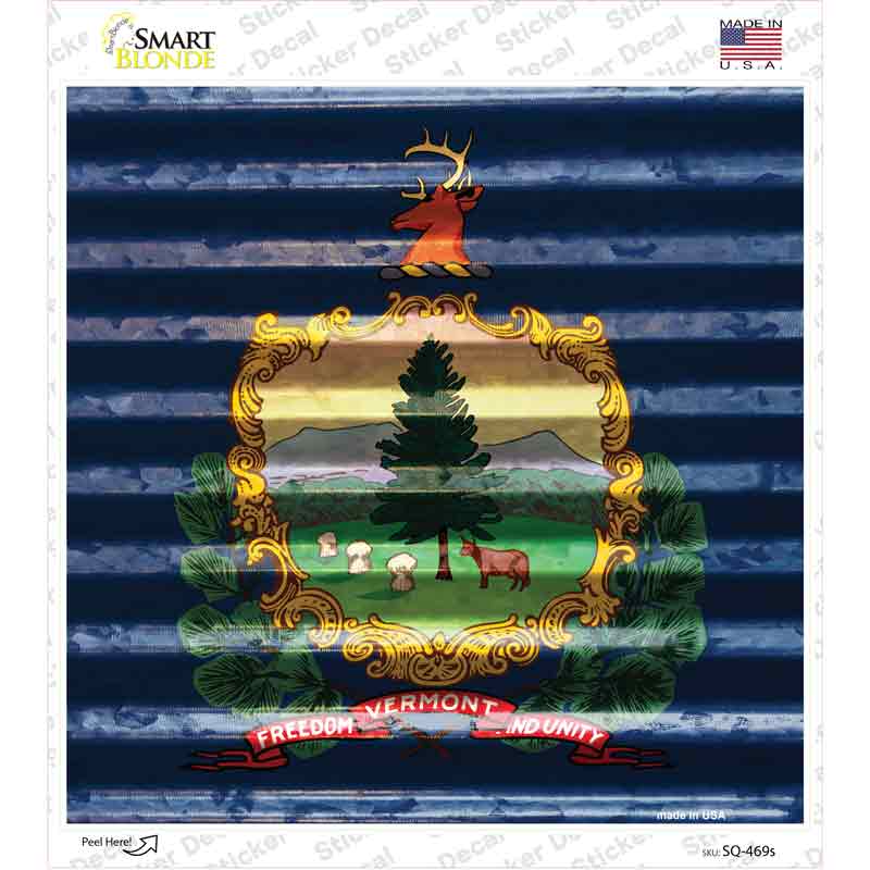 Vermont Flag Corrugated Effect Novelty Square Sticker Decal
