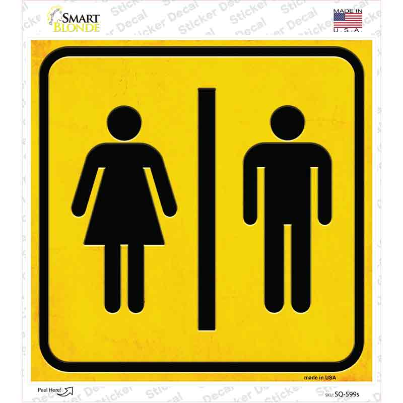 Men and Ladies Room Novelty Square Sticker Decal