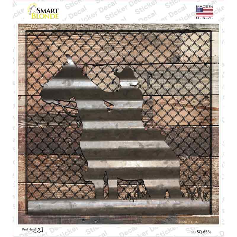 Corrugated Cowboy on Wood Novelty Square Sticker Decal