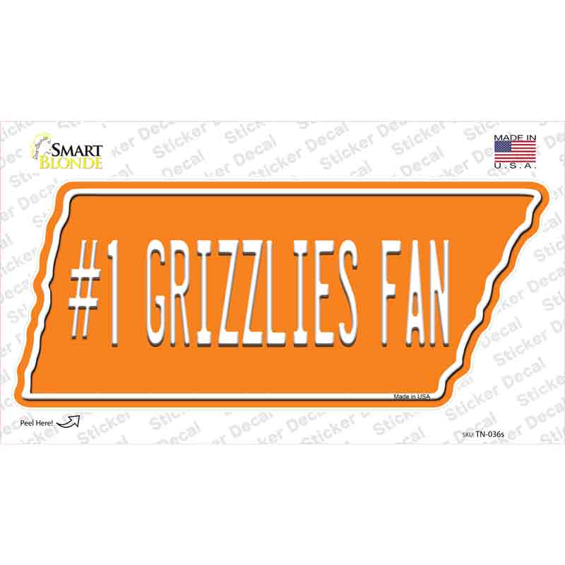 Number 1 Grizzlies Fan Novelty Tennessee Shape Sticker Decal