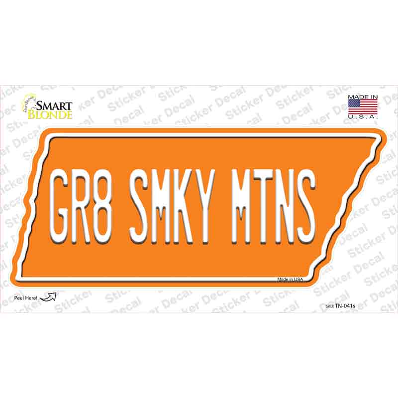 Gr8 Smky Mtns Novelty Tennessee Shape Sticker Decal