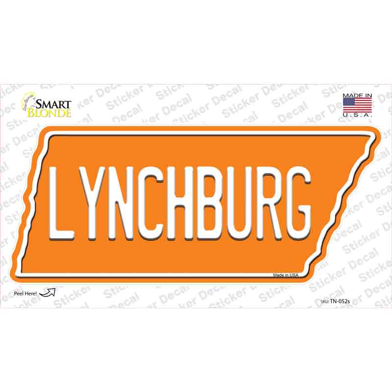 Lynchburg Novelty Tennessee Shape Sticker Decal