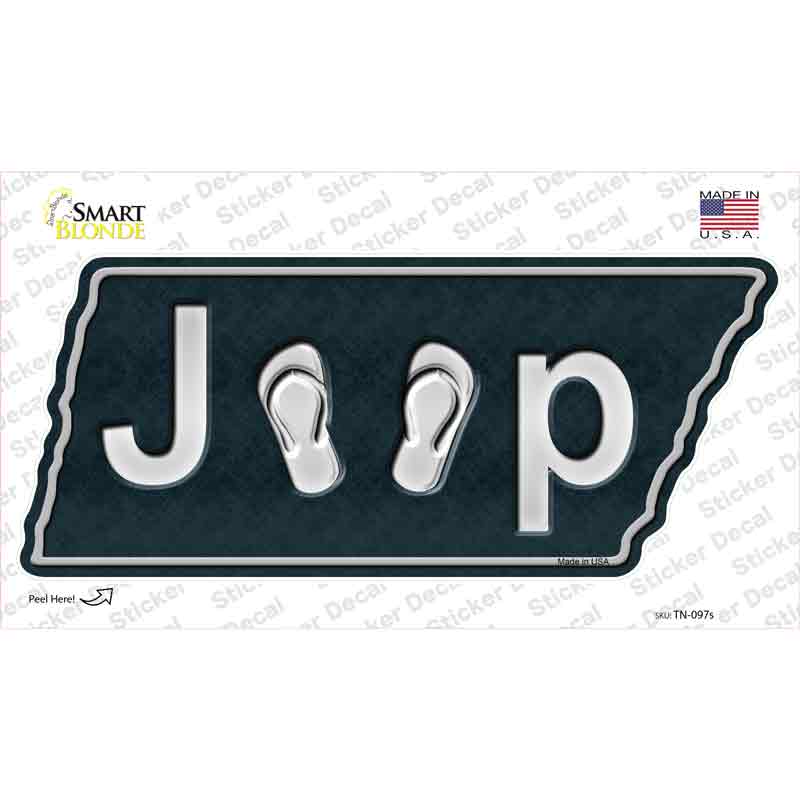 J**p Flip Flops Novelty Tennessee Shape Sticker Decal