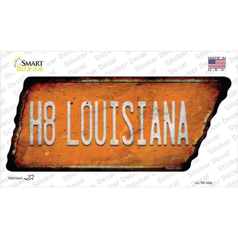 H8 Louisiana Novelty Rusty Tennessee Shape Sticker Decal