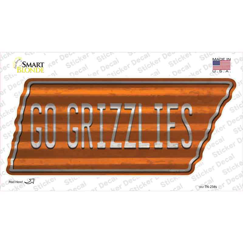 Go Grizzlies Novelty Corrugated Tennessee Shape Sticker Decal