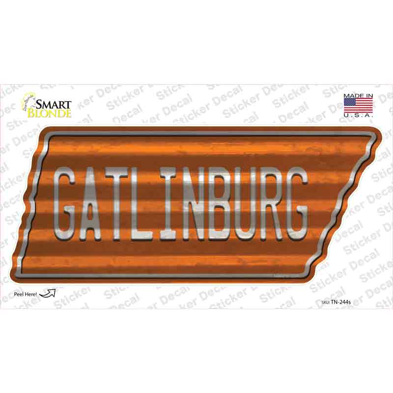 Gatlinburg Novelty Corrugated Tennessee Shape Sticker Decal