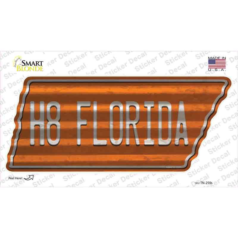 H8 Florida Novelty Corrugated Tennessee Shape Sticker Decal