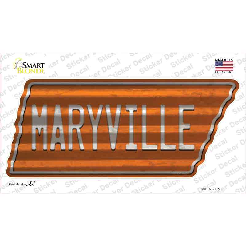 Maryville Novelty Corrugated Tennessee Shape Sticker Decal