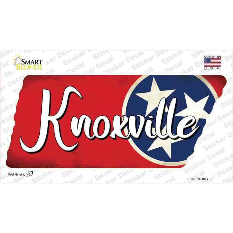 Knoxville Tri Star Red Novelty Tennessee Shape Sticker Decal