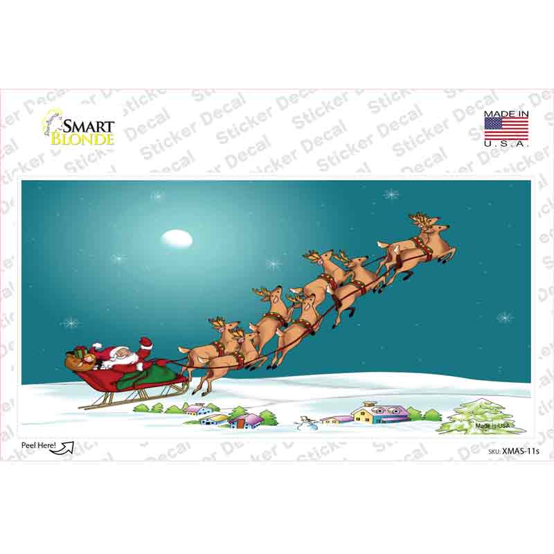 Santa And Reindeer Novelty Sticker Decal