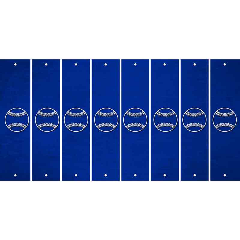 Blue Oil Rubbed Cut Fun Strips (Set of 8) BASEBALL WITH BAT