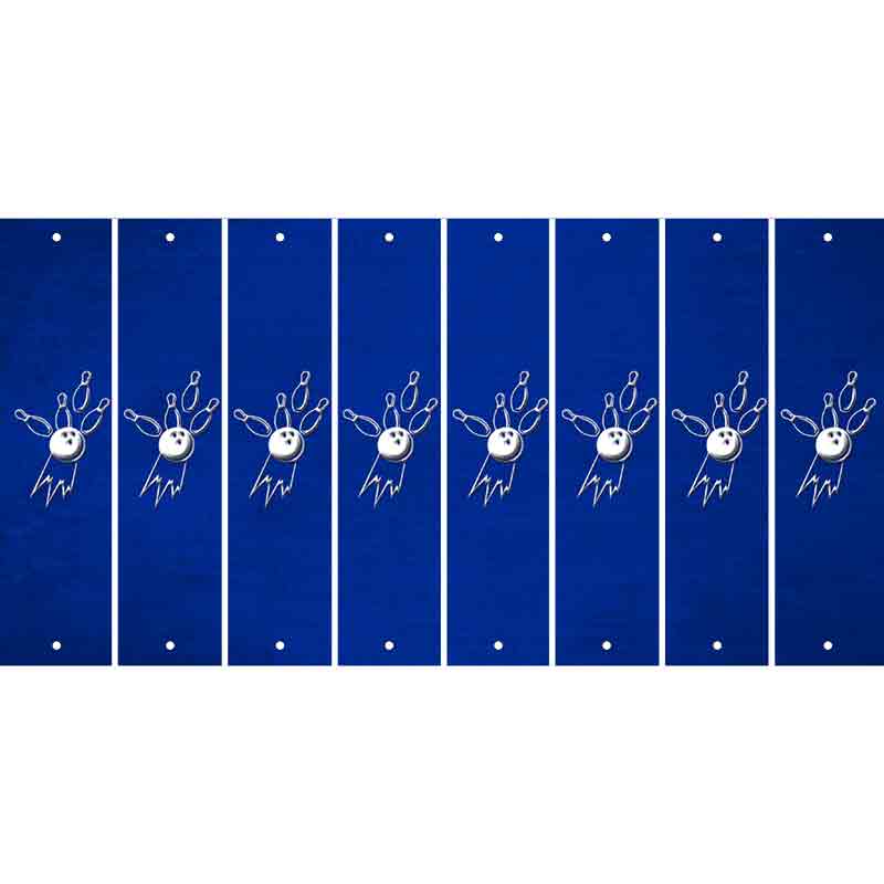Blue Oil Rubbed Cut Fun Strips (Set of 8) BOWLING