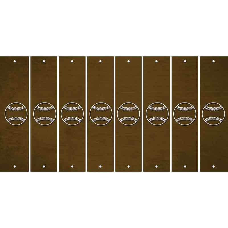 Brown Oil Rubbed Cut Fun Strips (Set of 8) BASEBALL WITH BAT