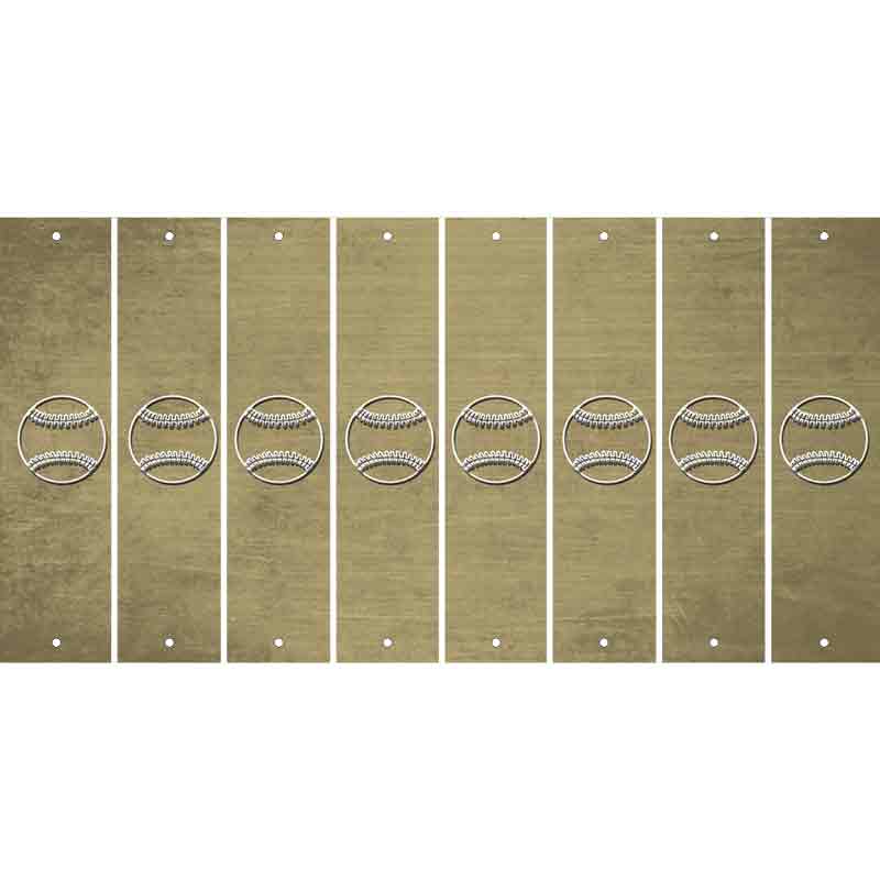 Gold Oil Rubbed Cut Fun Strips (Set of 8) BASEBALL WITH BAT
