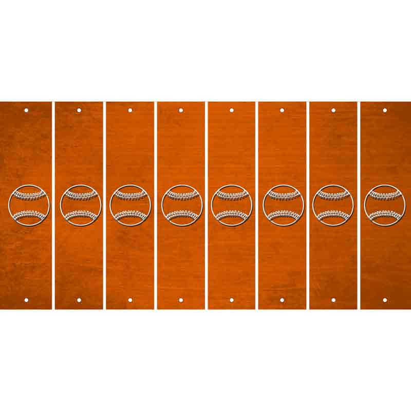 Orange Oil Rubbed Cut Fun Strips (Set of 8) BASEBALL WITH BAT