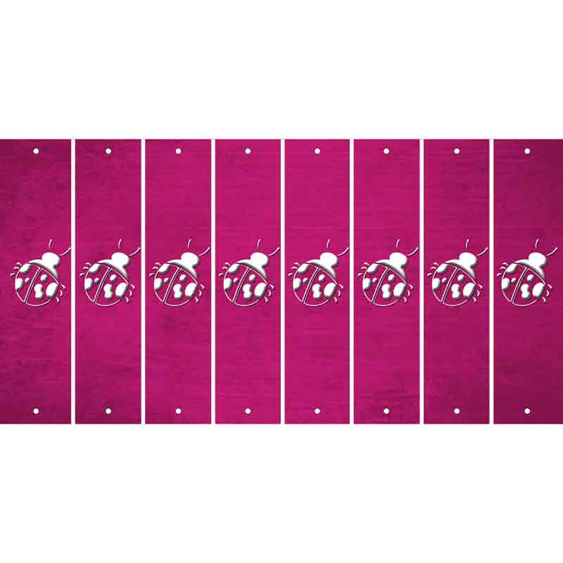 Pink Oil Rubbed Cut Fun Strips (Set of 8) LADYBUG