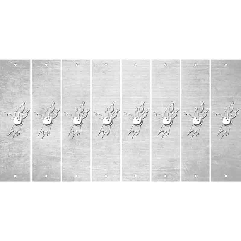 White Oil Rubbed Cut Fun Strips (Set of 8) BOWLING