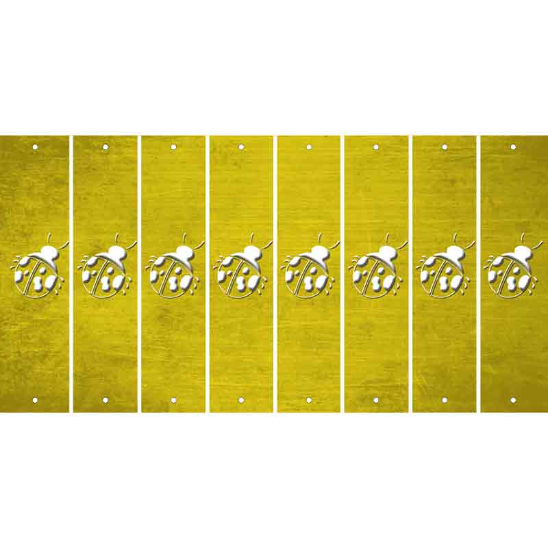 Yellow Oil Rubbed Cut Fun Strips (Set of 8) LADYBUG