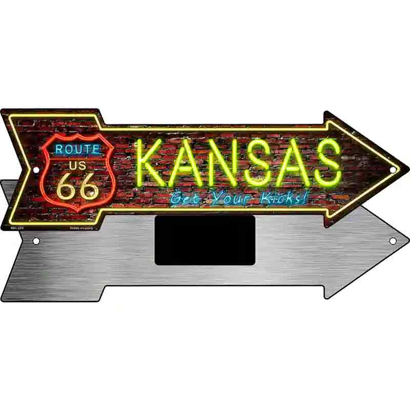 Kansas Neon Novelty Metal Arrow Sign