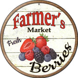 Farmers Market Berries Novelty Metal Circular Sign