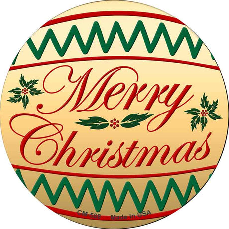 Merry Christmas Yellow Novelty Metal Circular Sign