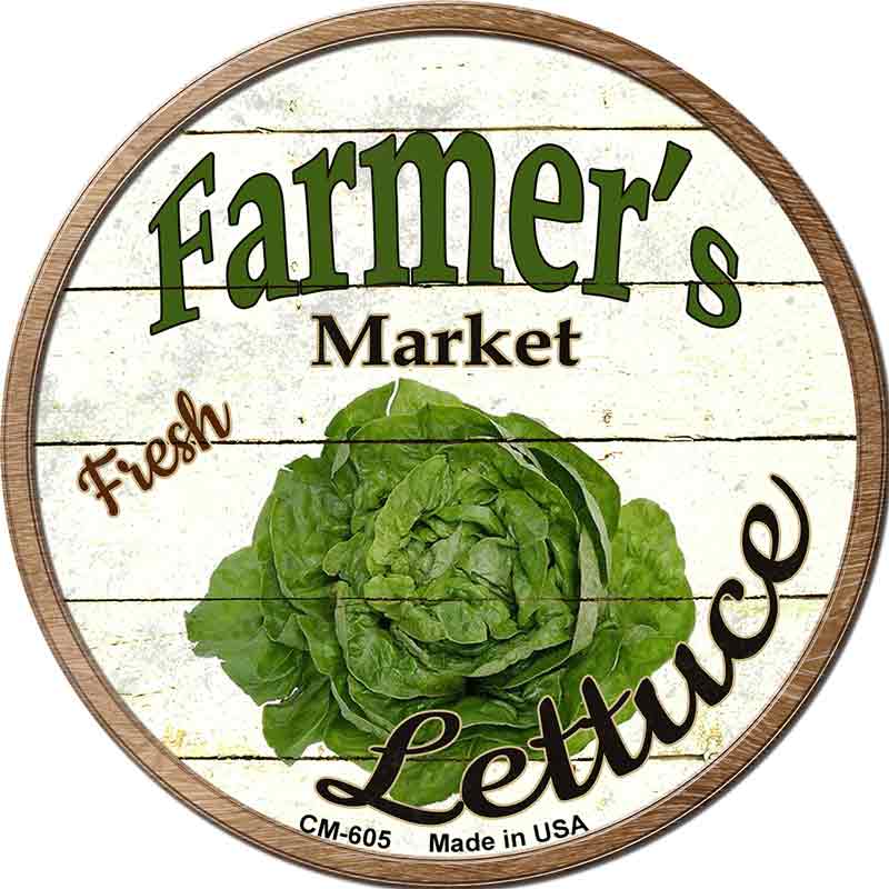 Farmers Market Lettuce Novelty Metal Circular Sign