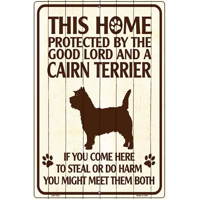 This Home Protected By A Cairn Terrier Parking Sign Metal Novelty