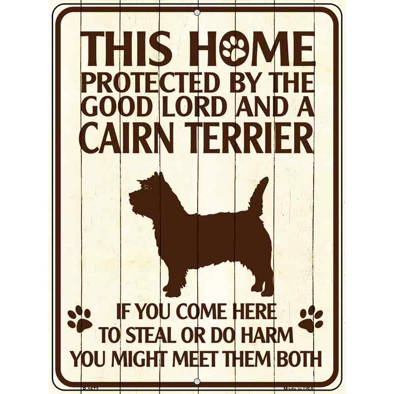 This Home Protected By A Cairn Terrier Parking Sign Metal Novelty