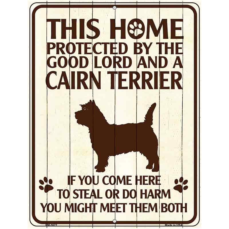 This Home Protected By A Cairn Terrier Parking Sign Metal Novelty