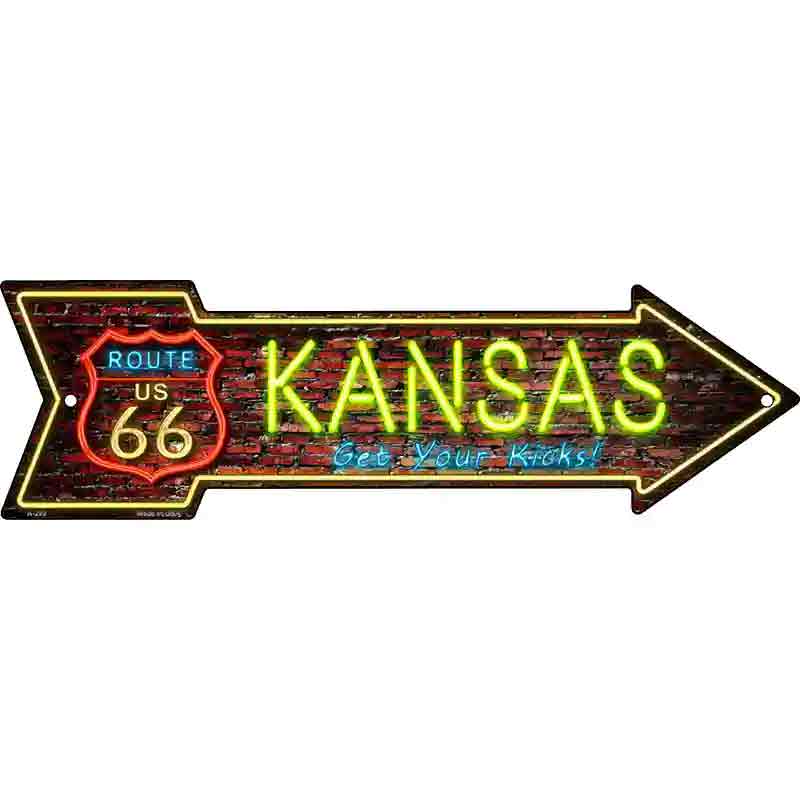 Kansas Neon Novelty Metal Arrow Sign