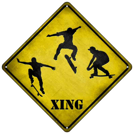 Skateboarder Xing Novelty Metal Crossing Sign