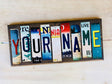 Personalized Custom Name Cut License Plate Tag Strip Wood Sign