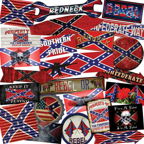 Confederate 50 Piece Wholesale Novelty Assorted Sticker Decal Pack