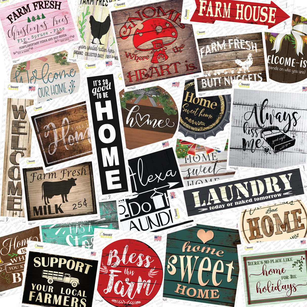 Farm House 50 Piece Wholesale Novelty Assorted Sticker Decal Pack