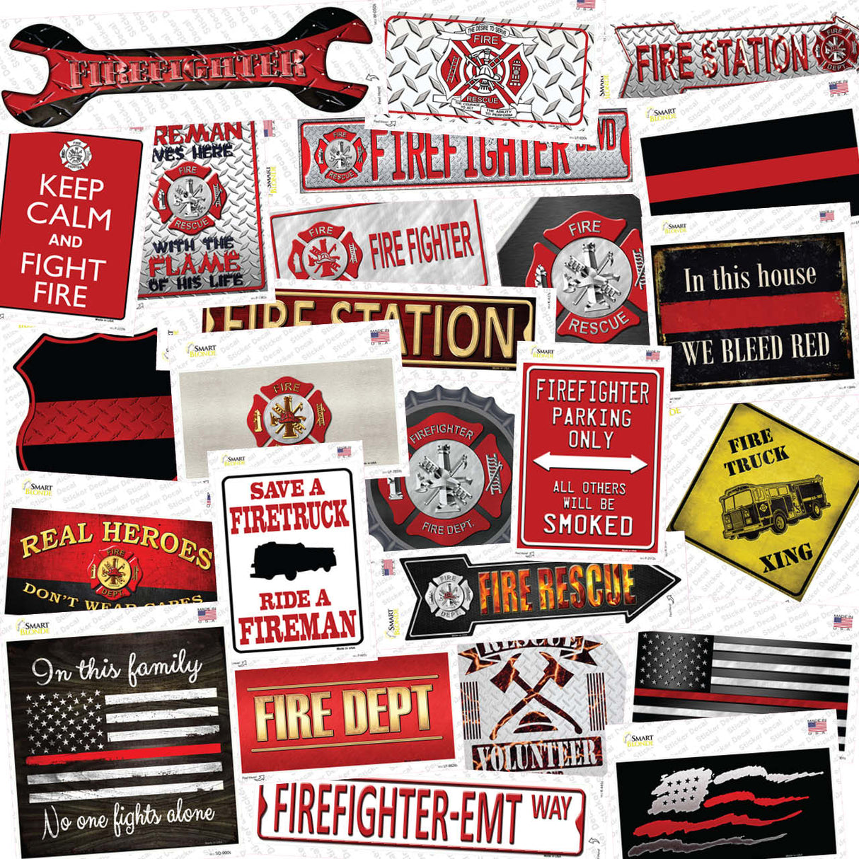 Firefighter 50 Piece Wholesale Novelty Assorted Sticker Decal Pack