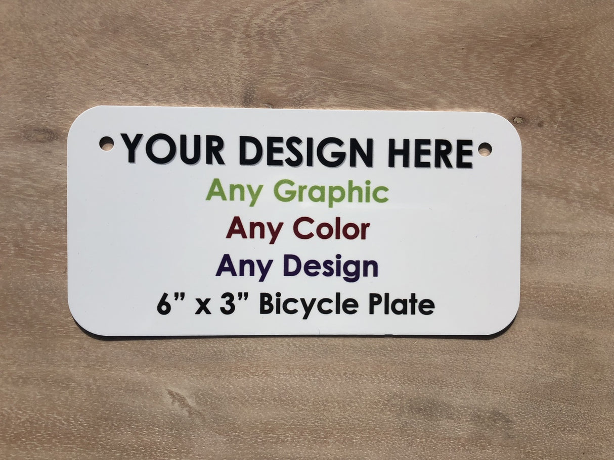 Personalized Design Your Own Custom Bicycle License Plate Tag Tag | 6" x 3"