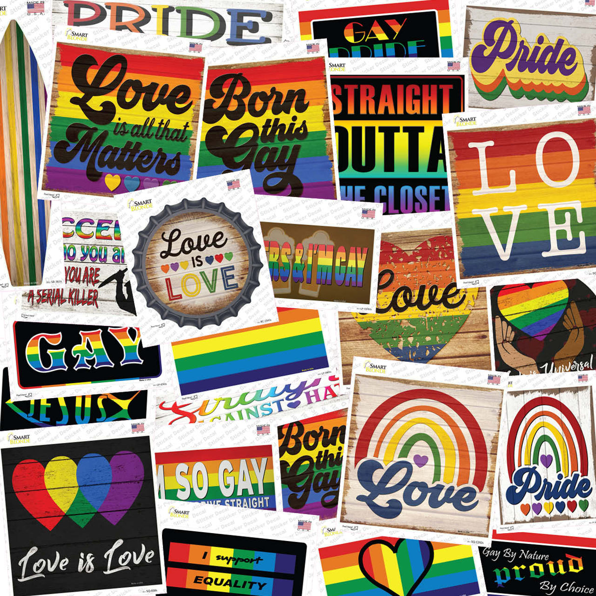 Gay Pride 50 Piece Wholesale Novelty Assorted Sticker Decal Pack