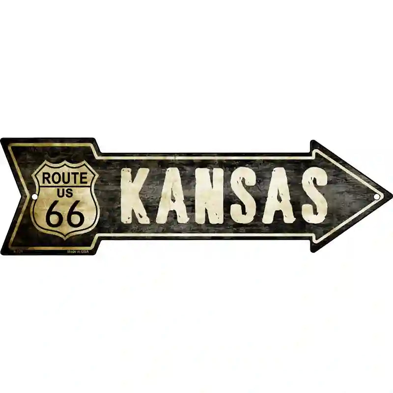 Vintage Route 66 Kansas Novelty Metal Arrow Sign 17" x 5" (A)