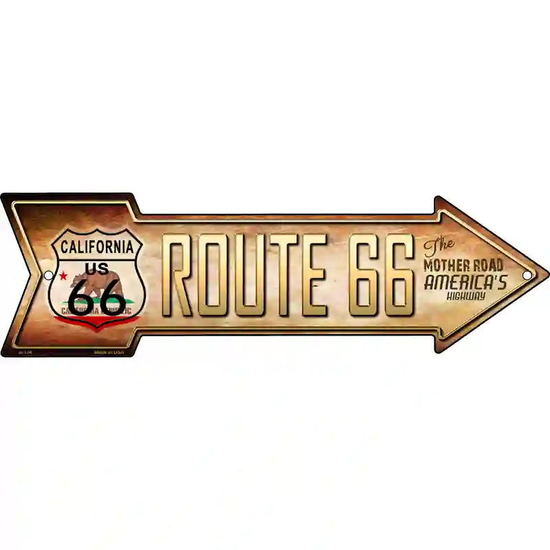 Route 66 California Flag Novelty Metal Arrow Sign 17" x 5" (A)