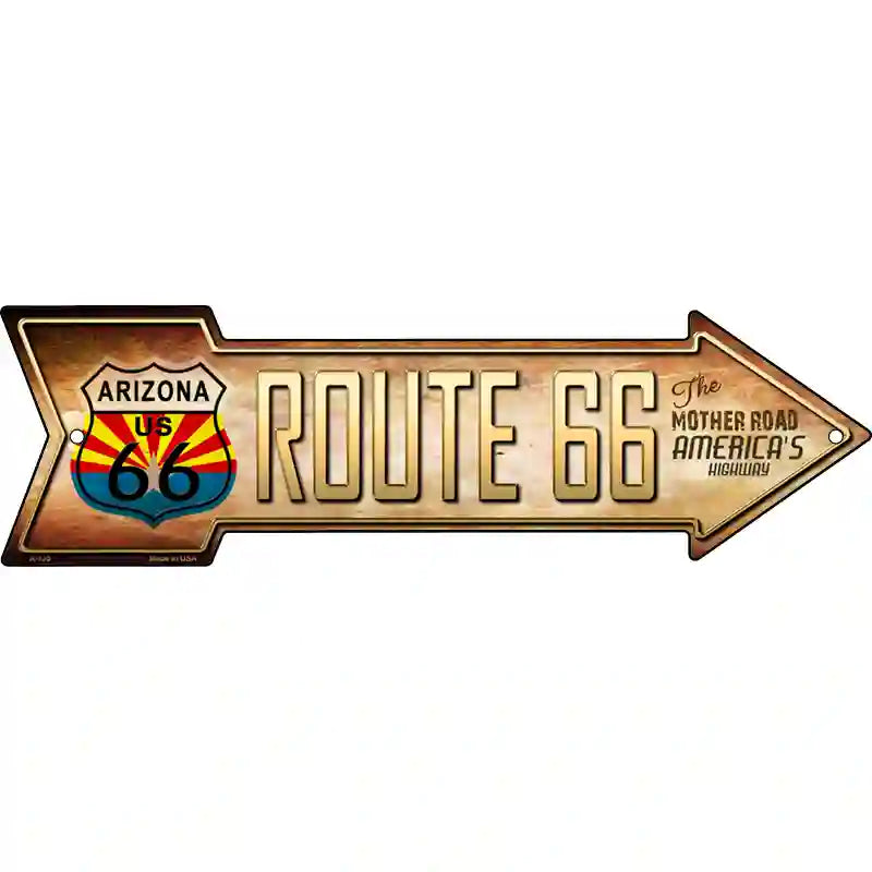 Route 66 Arizona Flag Novelty Metal Arrow Sign 17" x 5" (A)