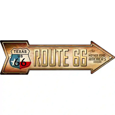 Route 66 Texas Flag Novelty Metal Arrow Sign 17" x 5" (A)