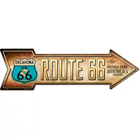 Route 66 Oklahoma Flag Novelty Metal Arrow Sign 17" x 5" (A)