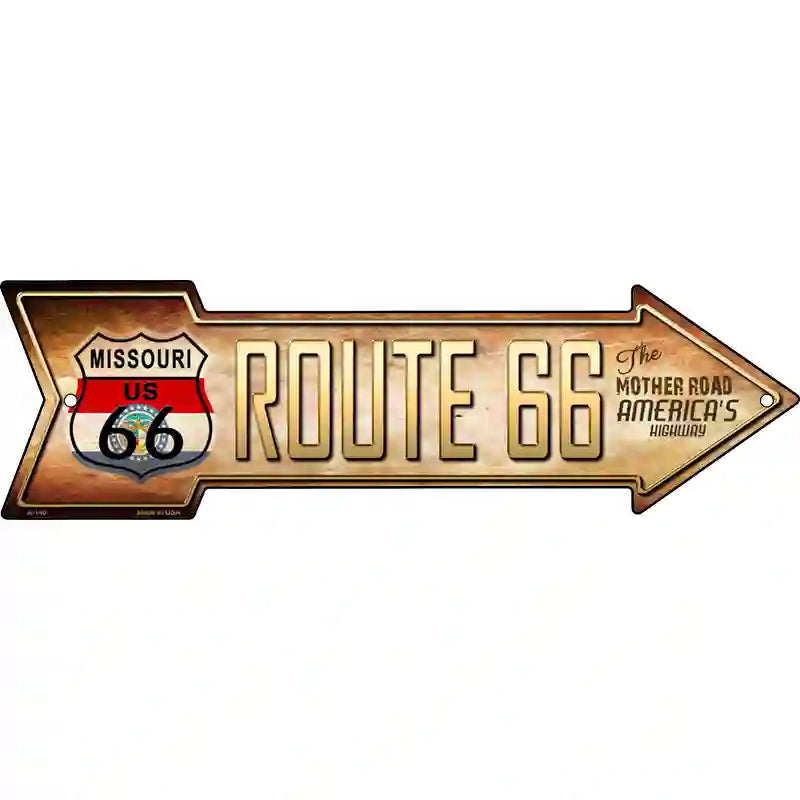 Route 66 Missouri Flag Novelty Metal Arrow Sign 17" x 5" (A)