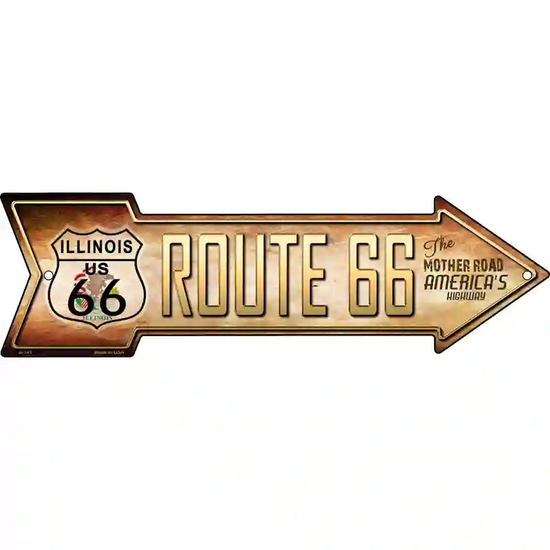 Route 66 Illinois Flag Novelty Metal Arrow Sign 17" x 5" (A)