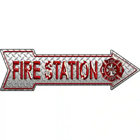 Fire Station Novelty Metal Arrow Sign 17" x 5" (A)