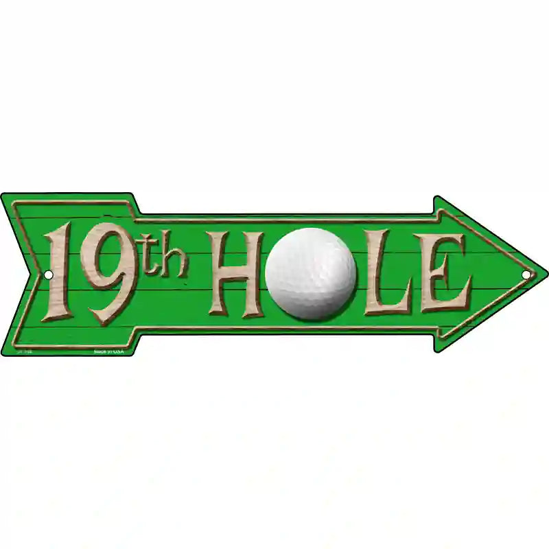 19th Hole Novelty Metal Arrow Sign 17" x 5" (A)